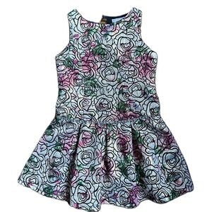 GB Girls Party Dress Black and Gold with Hearts Size Small